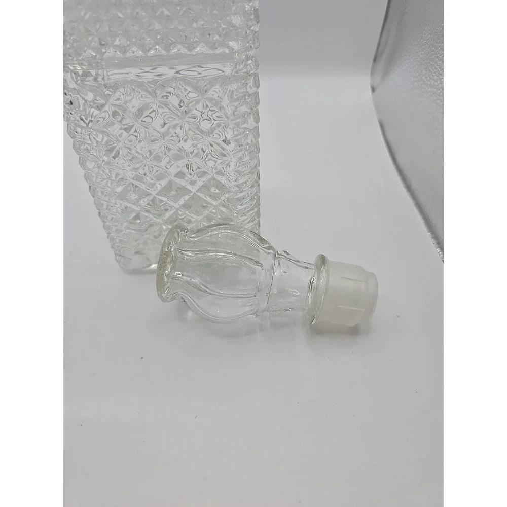 Clear Solid Clean Quality Pressed Glass Decanter w/ Topper 12.5